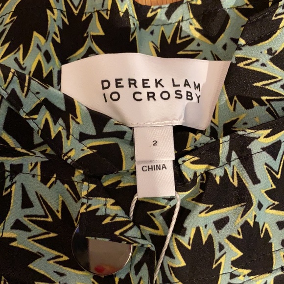 Derek Lam paperbag silk blend shorts in green and black tropical print sz 2 NWT - Picture 8 of 13